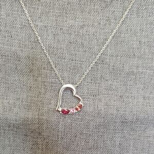 Vintage Heart Pendant Necklace With Pink Rhinestones Marked SHA Avon